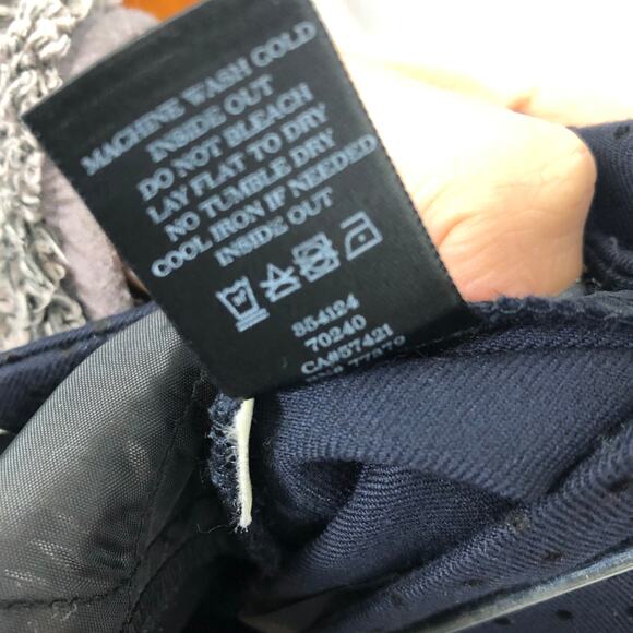 Ann Taylor Trouser  Slacks Navy Blue Velvet Mini Polka Dot Pattern Pants  8 - Picture 9 of 9